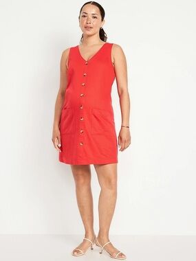 NWT Old Navy Maternity Size Large Sleeveless Red Button-Front Shift Dress